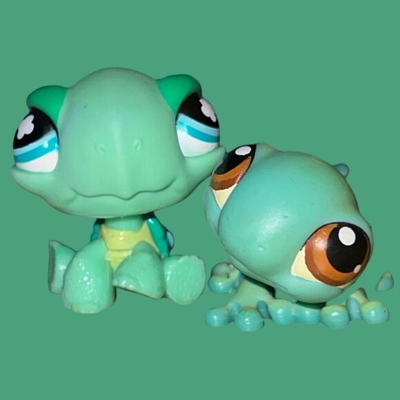 2005 Littlest Pet Shop LPS #111 Gecko Lizard Brown Spots Eyes & Turtle #642 B14 - Picture 6 of 6